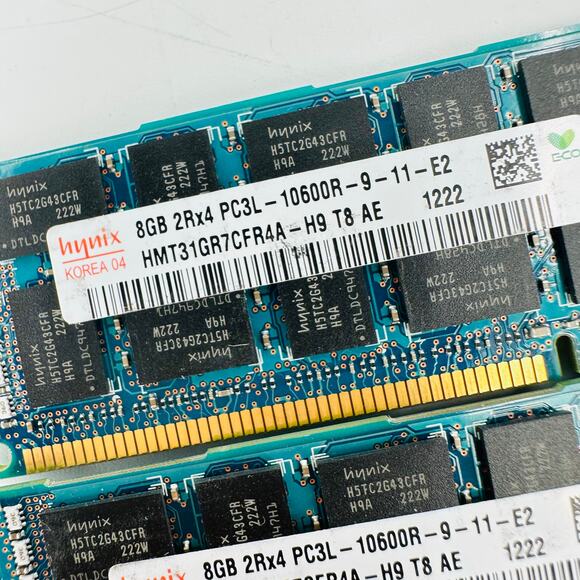 Lot of 7 Hynix 8GB 2Rx4 PC3L-10600R-9-11-E2 Server Memory HMT31GR7CFR4A-H9 T8 AE - Picture 2 of 8